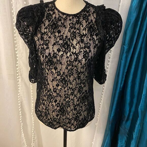 Maje lace flocked blouse, size M - Picture 1 of 7